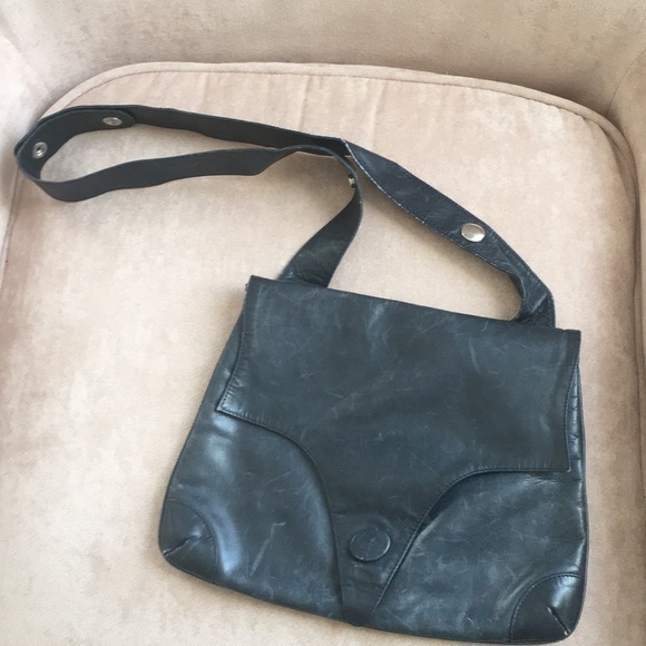 Navy blue leather bag - Picture 2 of 9